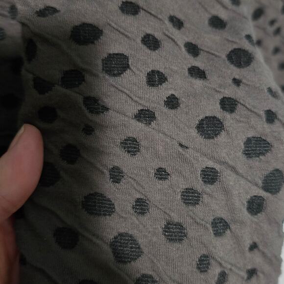 Chalet et Ceci Midi Dress Polka Dot Grey Black Textured Cotton Blend Lagenlook M - Picture 5 of 8